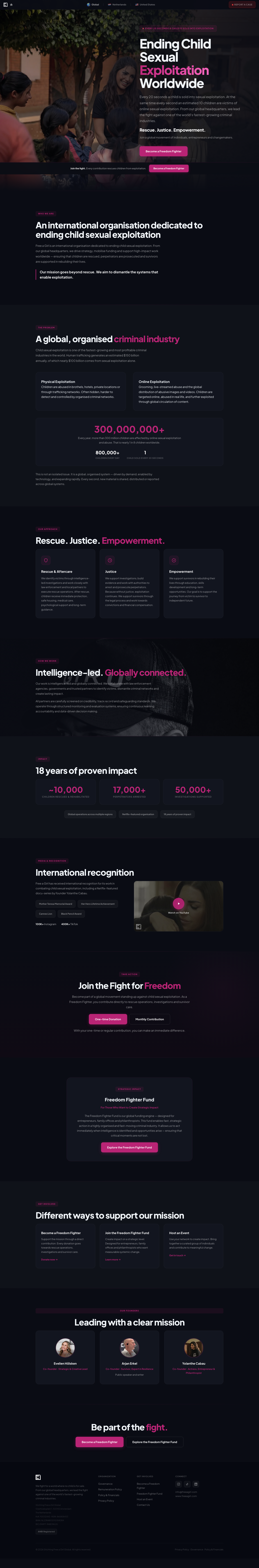 Free a Girl website — volledige pagina