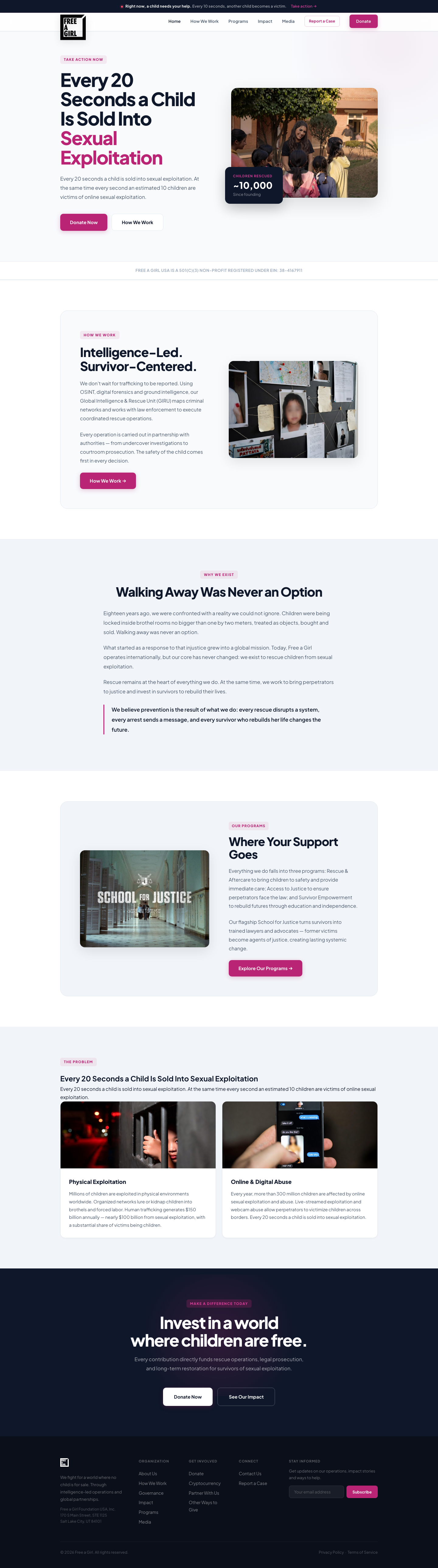 Free a Girl US website — volledige pagina
