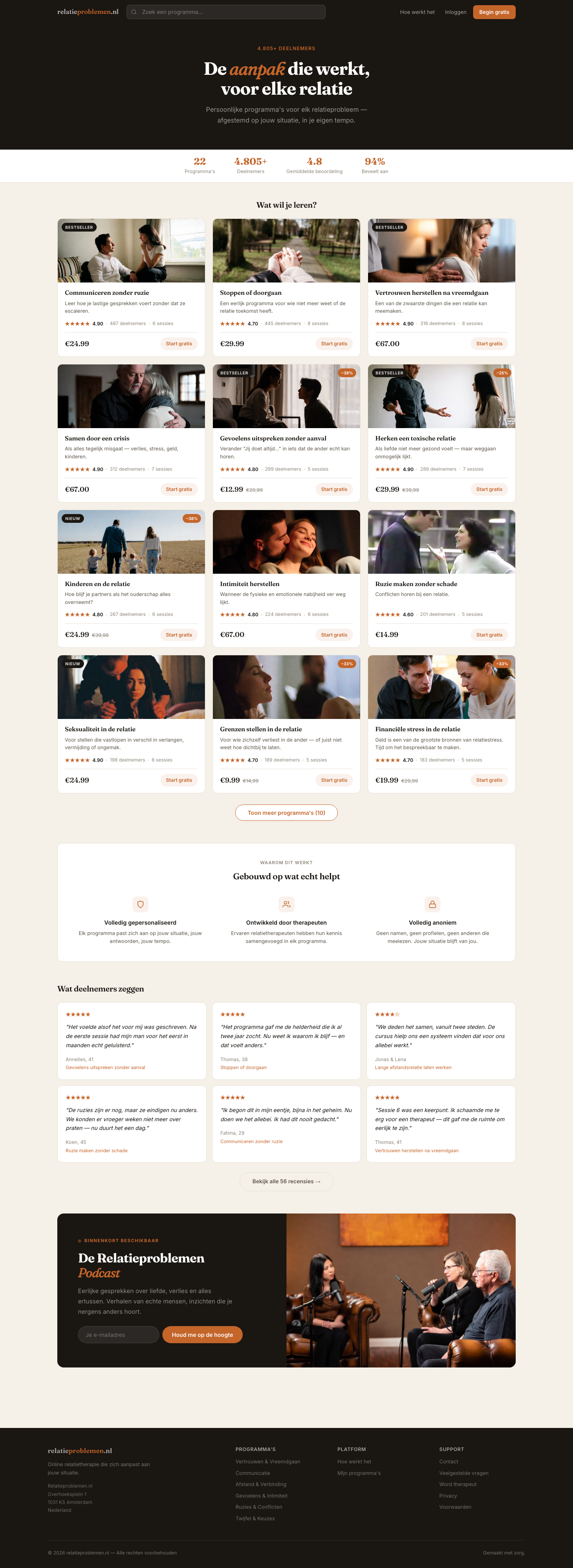 Relatieproblemen.nl website — volledige pagina